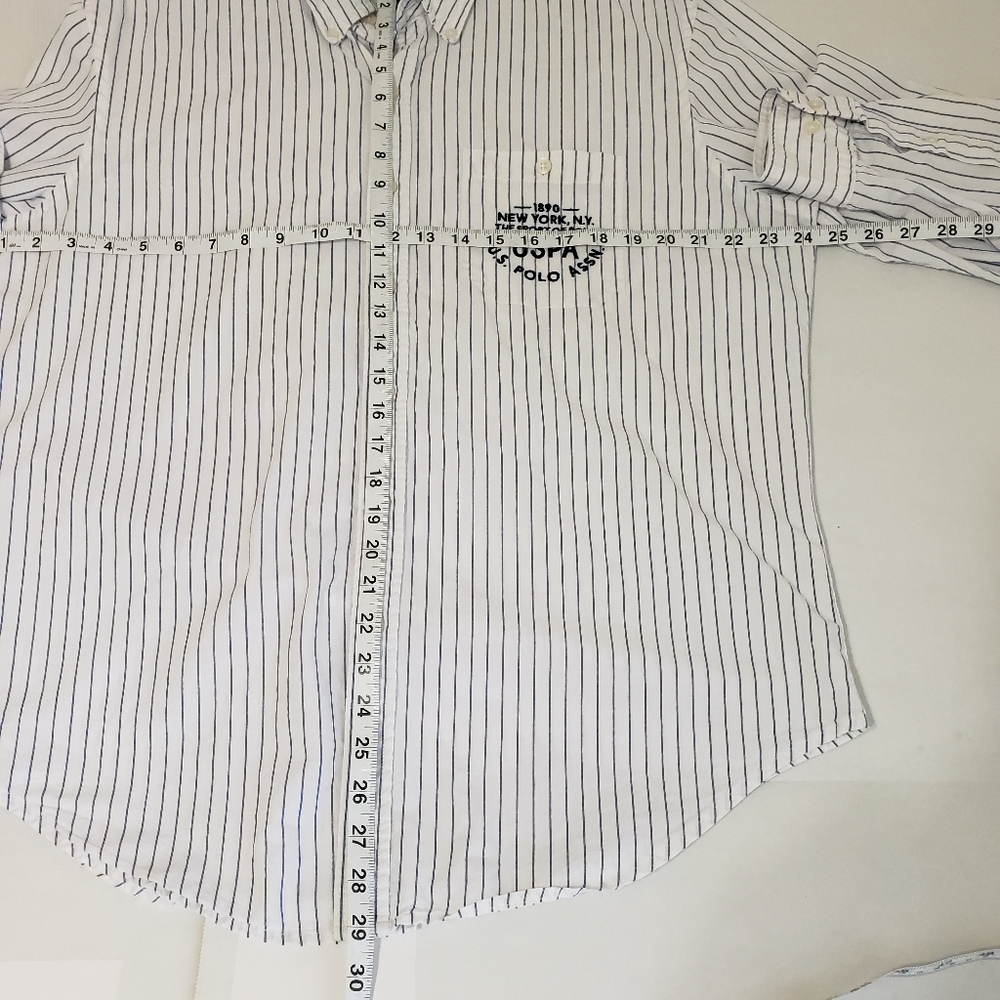 US polo assn long sleeve button down shirt Mens large slim fit blue pin strip - Picture 5 of 5